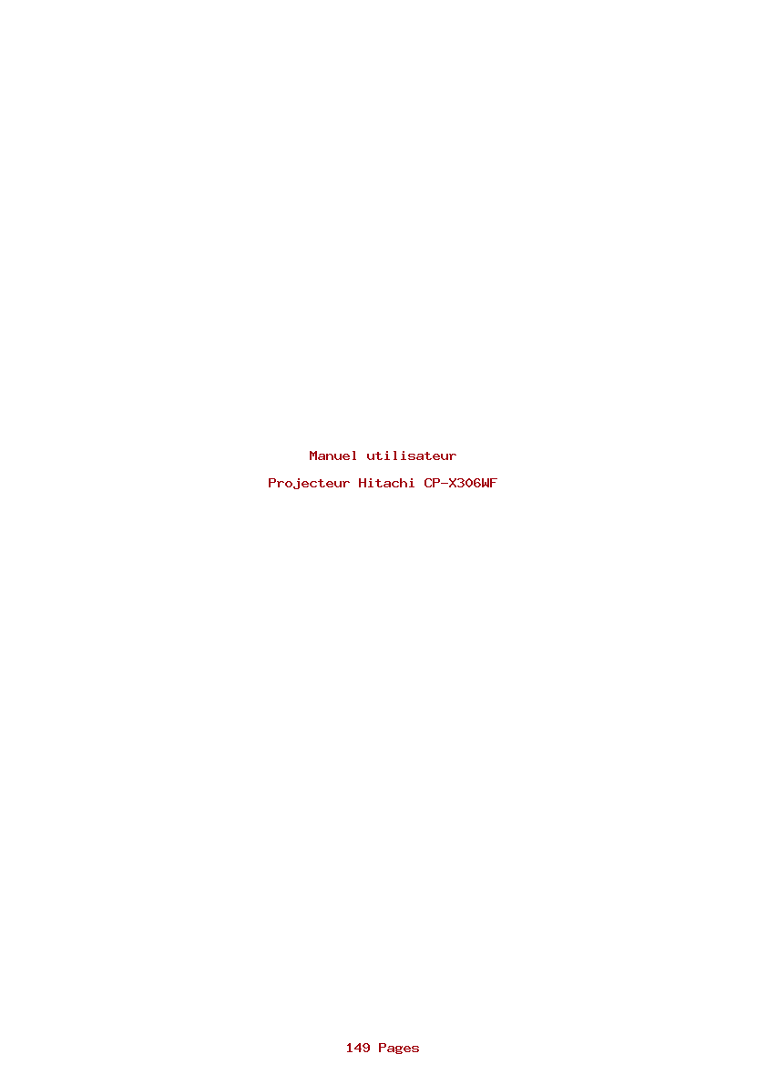 Page 1 de la notice Manuel utilisateur Hitachi CP-X306WF