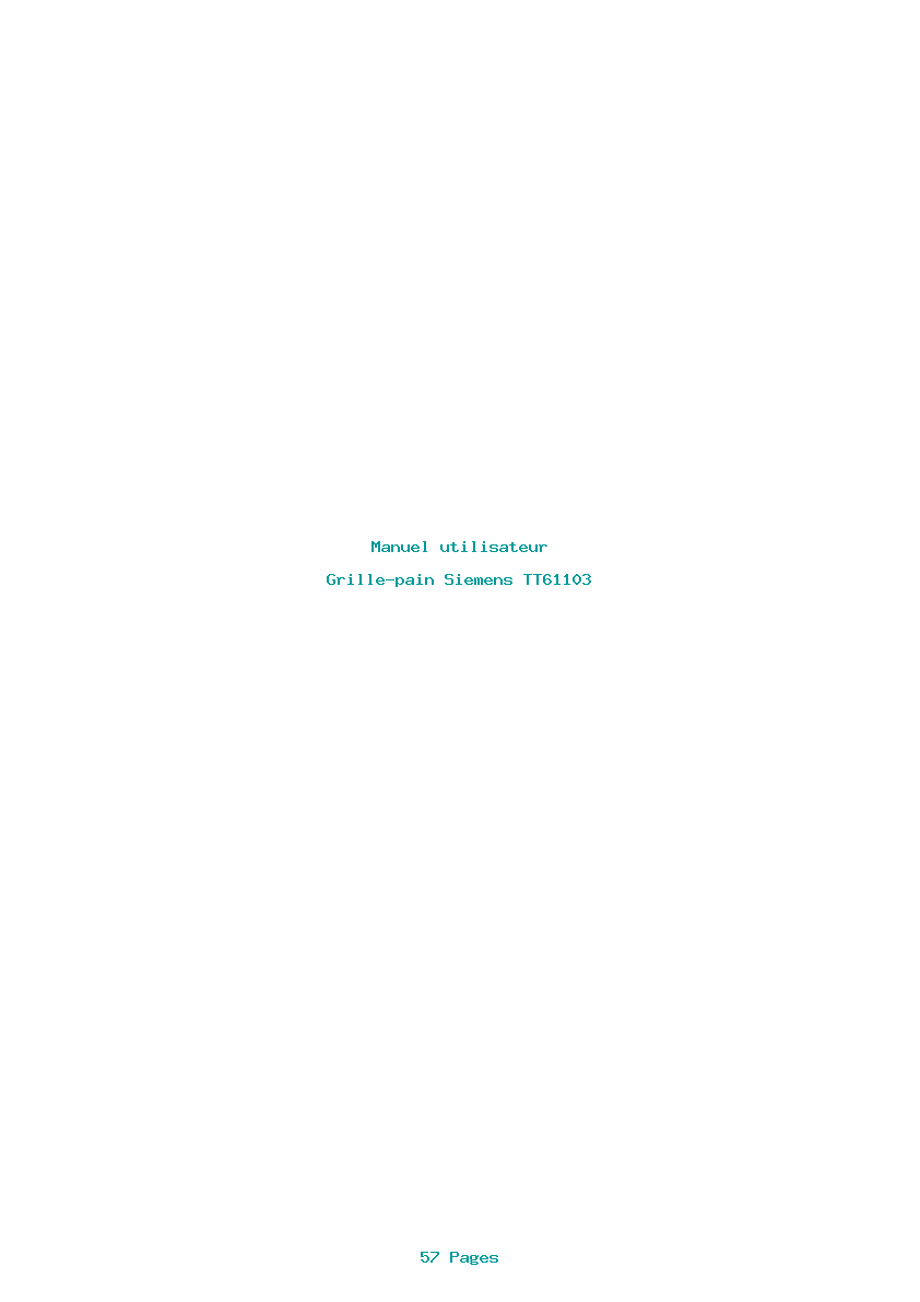 Page 1 de la notice Manuel utilisateur Siemens TT61103