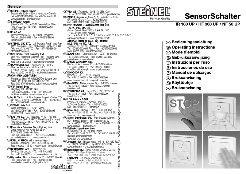 Page 1 de la notice Manuel utilisateur Steinel HF 360 UP