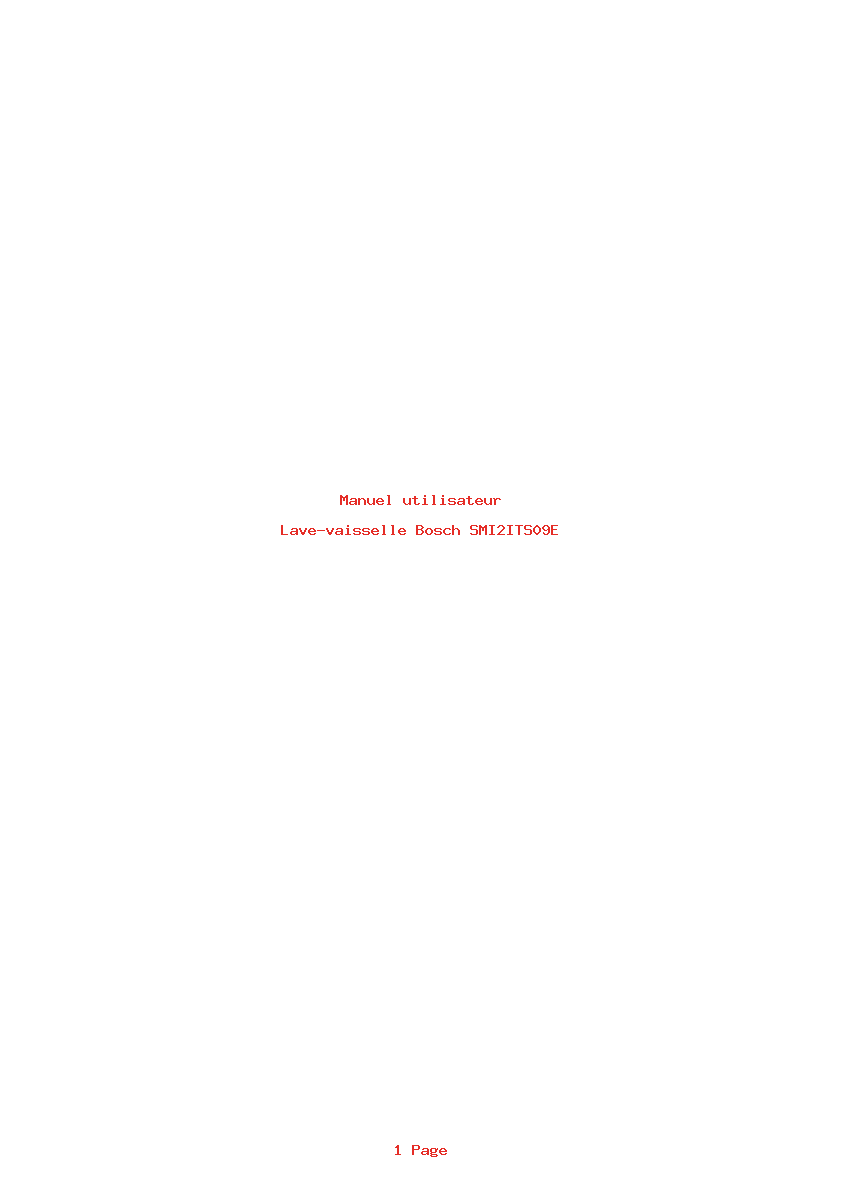 Page 1 de la notice Manuel utilisateur Bosch SMI2ITS09E