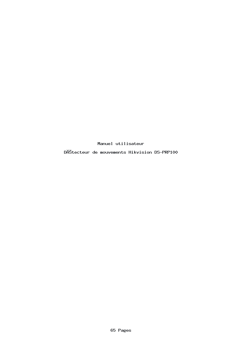 Page 1 de la notice Manuel utilisateur Hikvision DS-PRP100