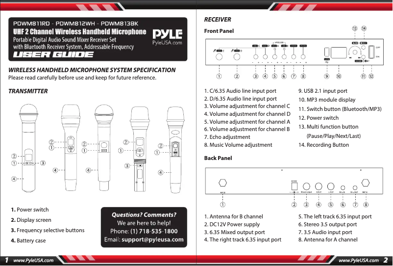Page 1 de la notice Manuel utilisateur Pyle PDWM813BK