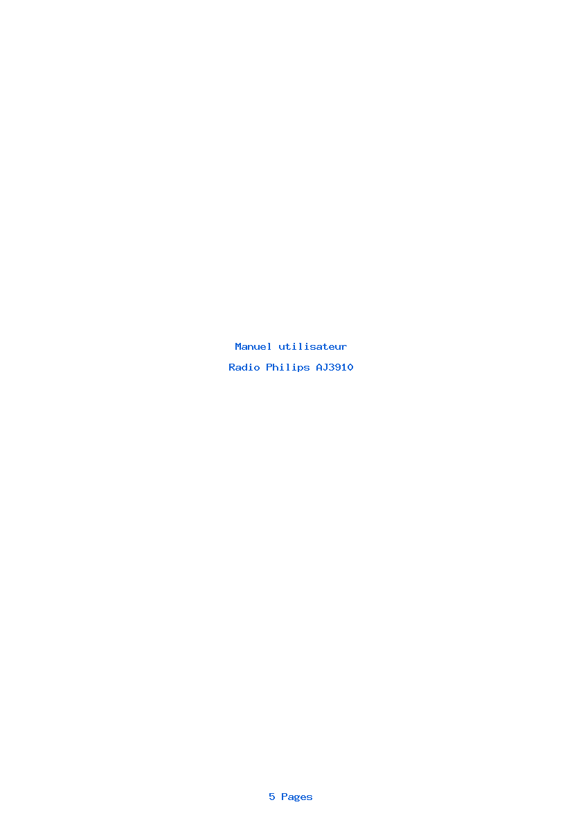 Page 1 de la notice Manuel utilisateur Philips AJ3910