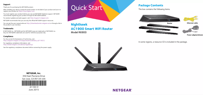 Page 1 de la notice Guide d'installation Netgear Nighthawk AC1900
