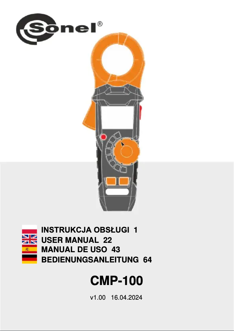Page 1 de la notice Manuel utilisateur Sonel CMP-100