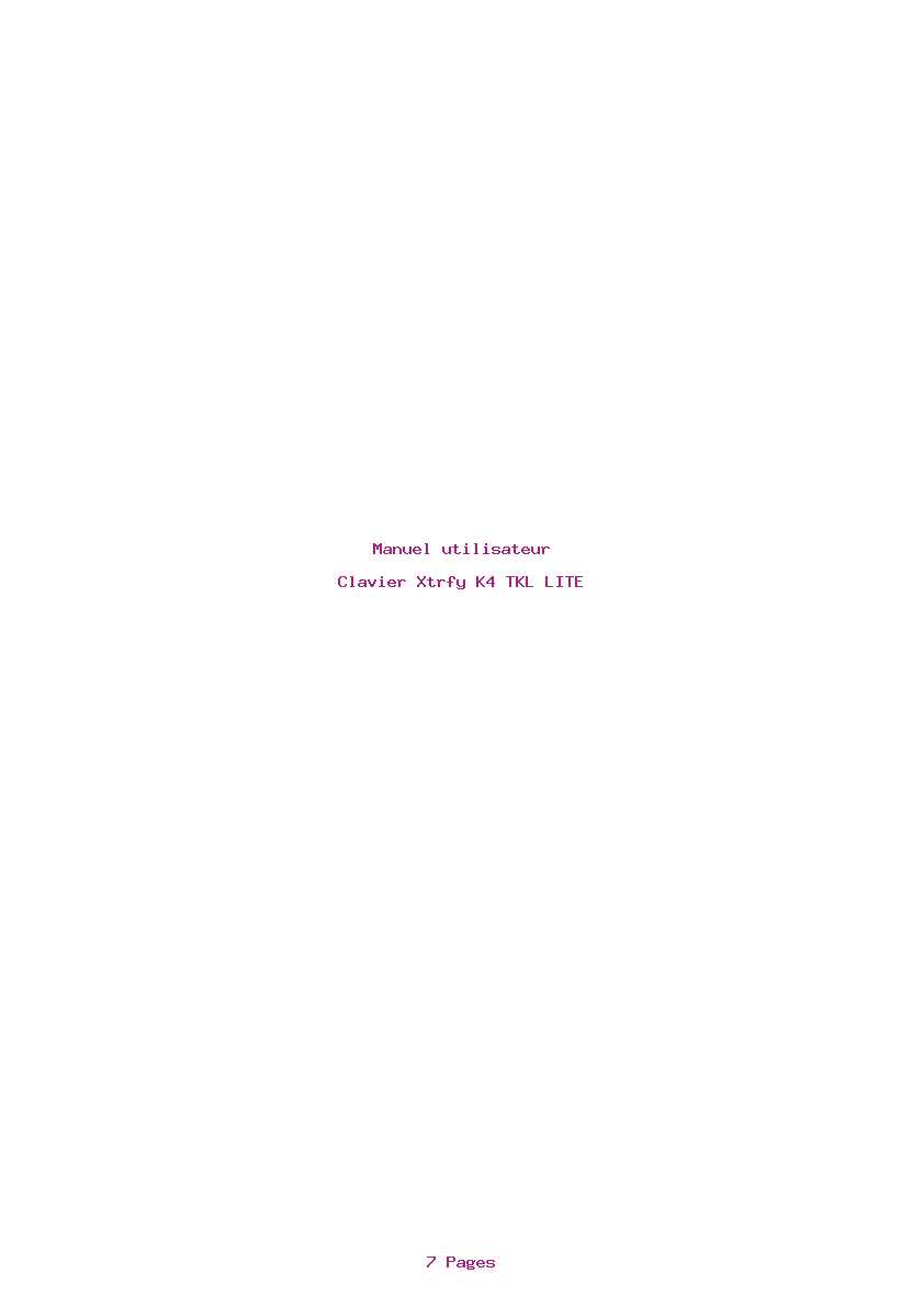 Page 1 de la notice Manuel utilisateur Xtrfy K4 TKL LITE