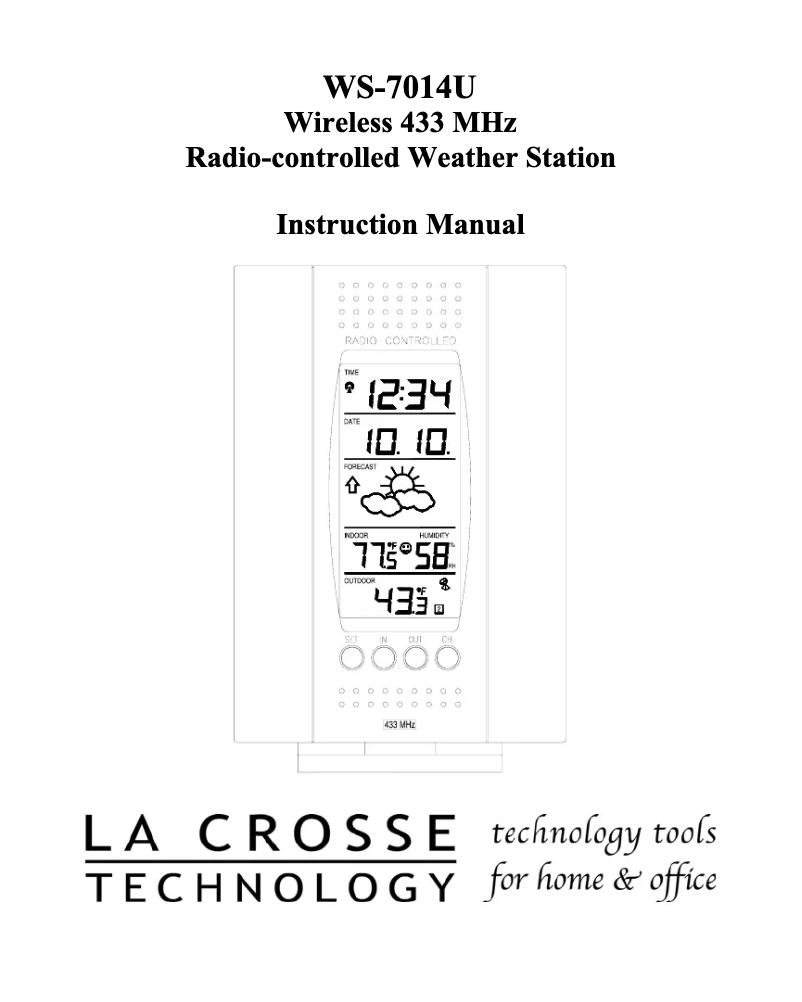 Page 1 of the manual User Manual La Crosse Technology WS-7014U