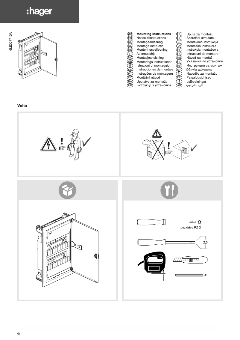 Page 1 de la notice Manuel utilisateur Hager VH12NE