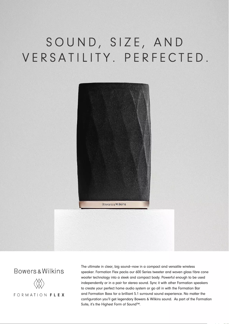 Page 1 de la notice Fiche technique Bowers & Wilkins Formation Flex