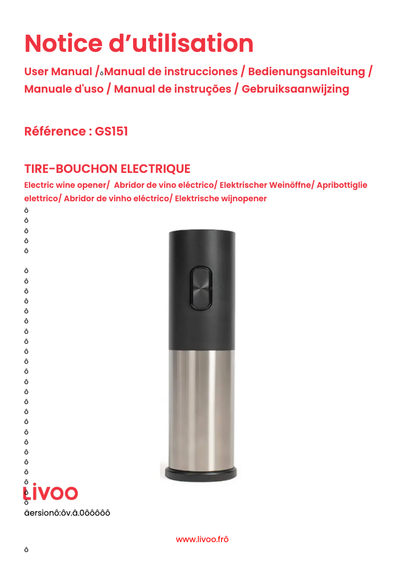 Page 1 de la notice Manuel utilisateur Livoo GS151