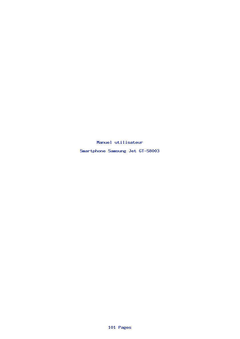 Page 1 de la notice Manuel utilisateur Samsung Jet GT-S8003