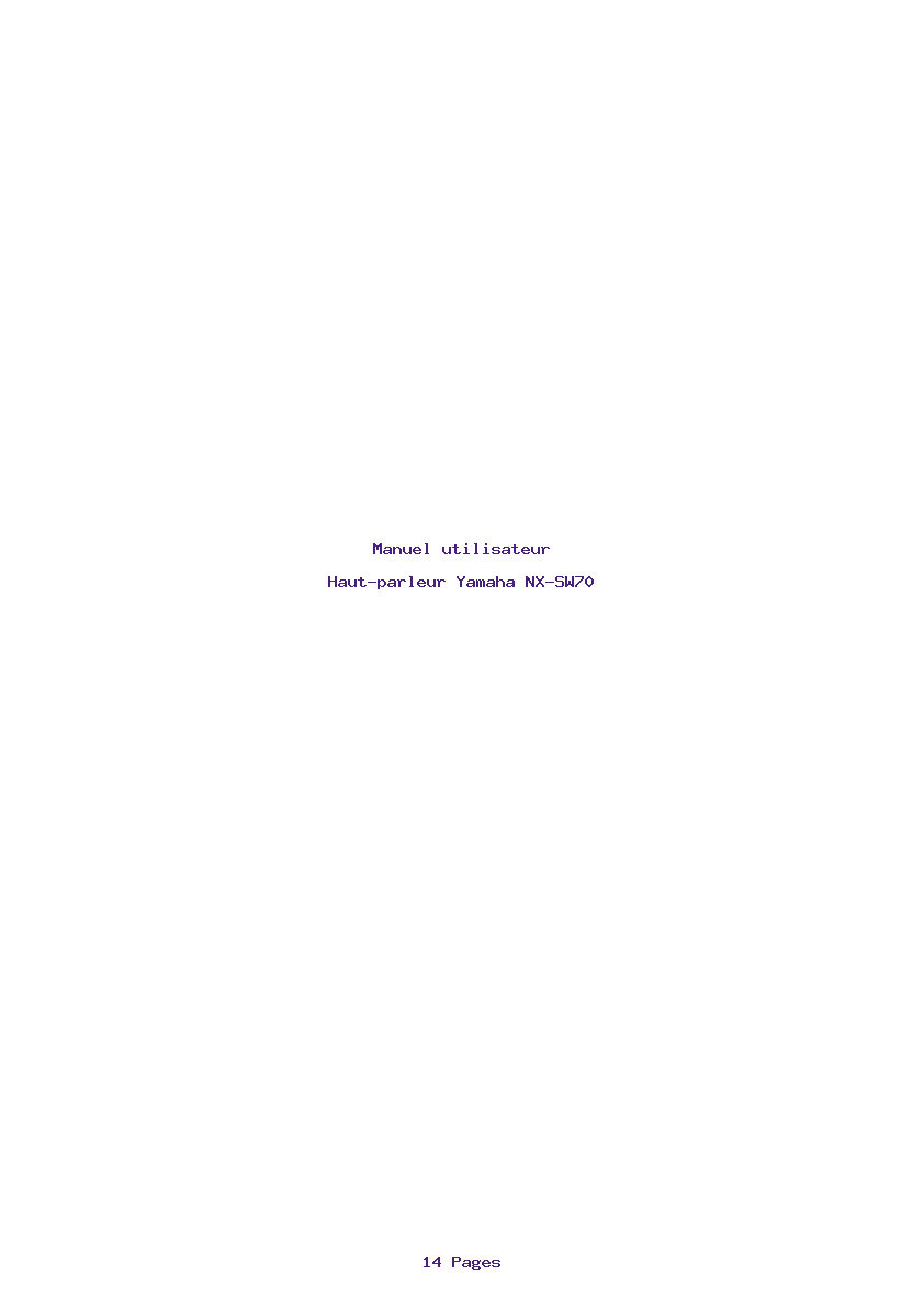 Page 1 de la notice Manuel utilisateur Yamaha NX-SW70