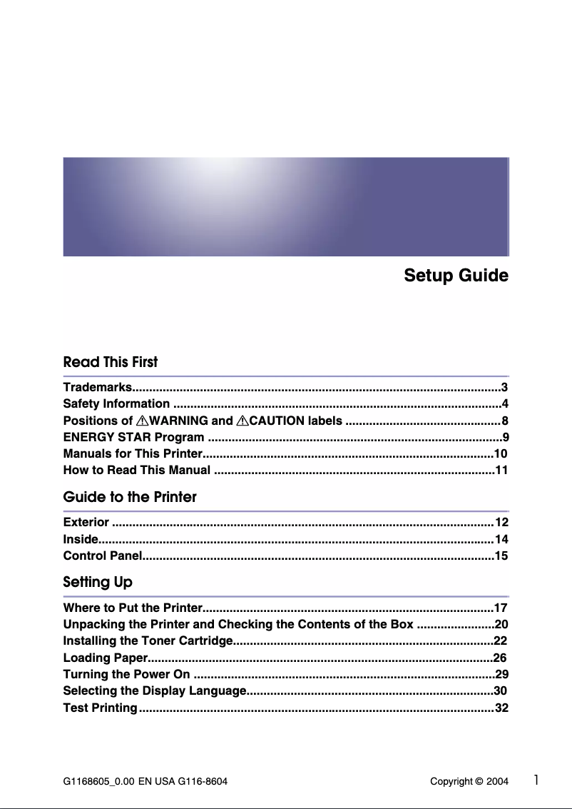 Page 1 de la notice Manuel utilisateur Ricoh Aficio AP610N