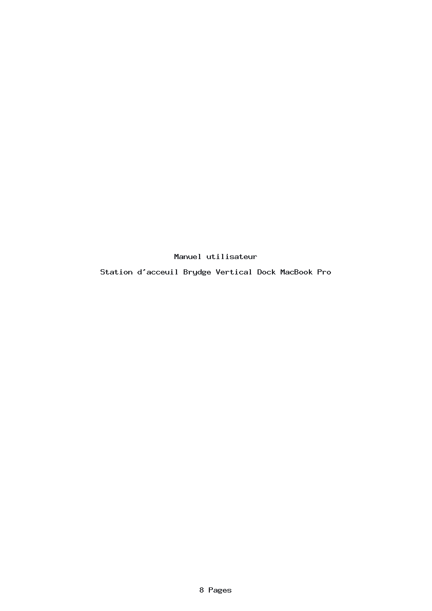 Page 1 de la notice Manuel utilisateur Brydge Vertical Dock MacBook Pro