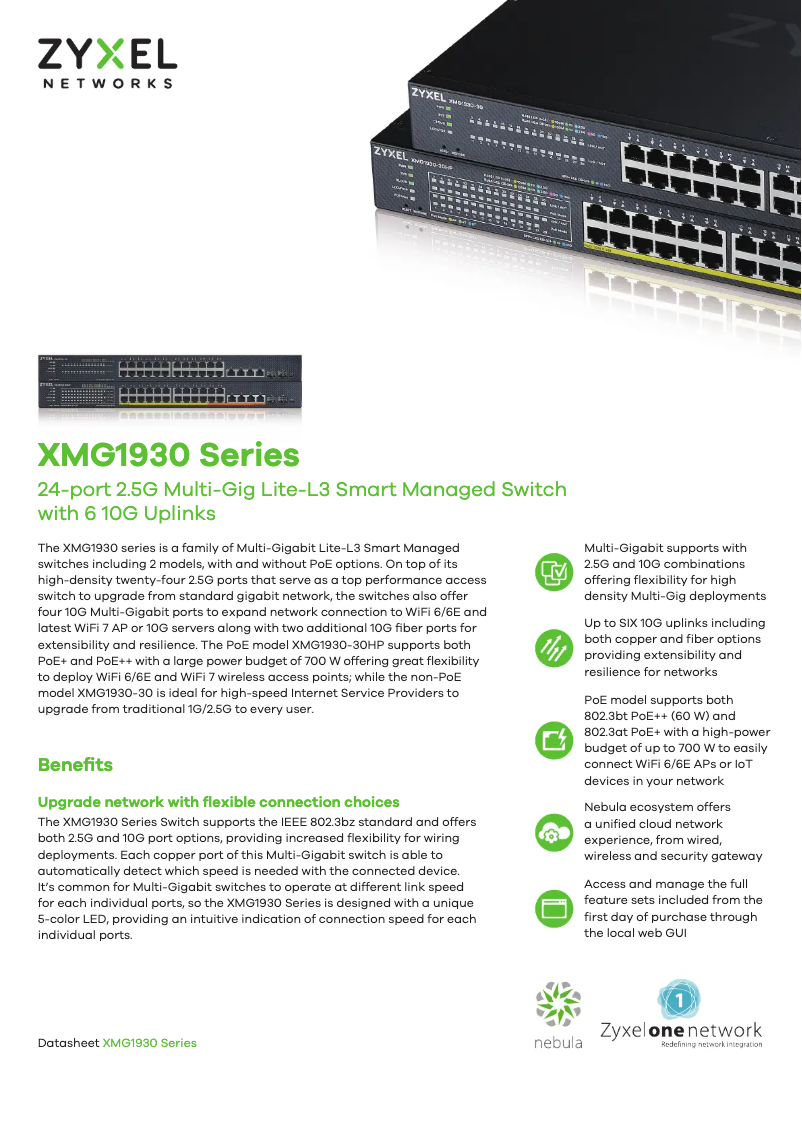 Página 1 del manual Ficha técnica ZyXEL XMG1930-30HP
