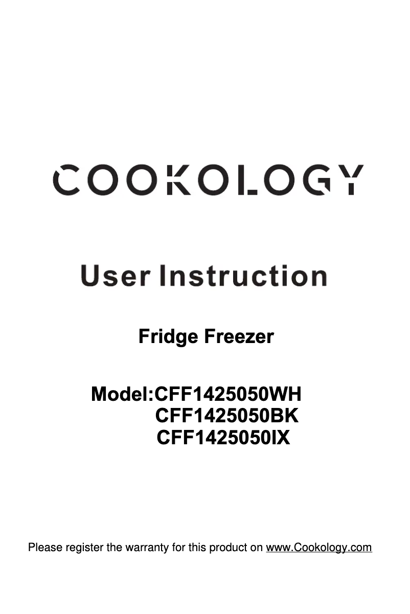 Page 1 de la notice Manuel utilisateur Cookology CFF1425050BK