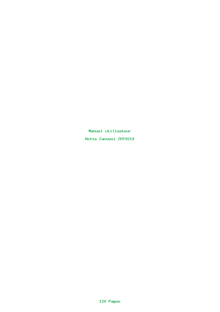 Page 1 de la notice Manuel utilisateur Zanussi ZHT921X