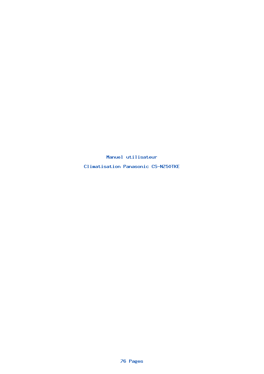 Page 1 de la notice Manuel utilisateur Panasonic CS-NZ50TKE