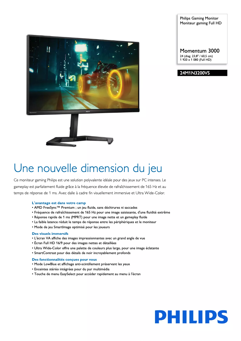 Page n°1 - Fiche technique Philips Momentum 24M1N3200VS
