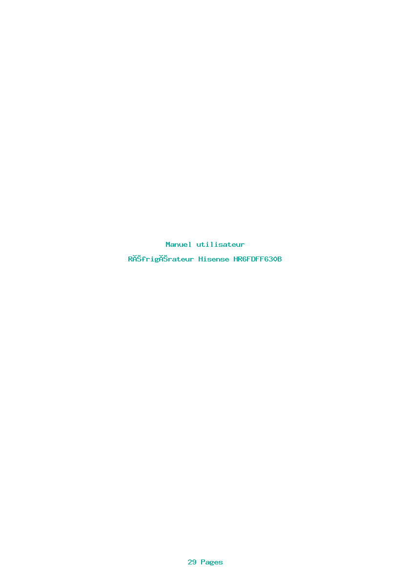 Page 1 de la notice Manuel utilisateur Hisense HR6FDFF630B