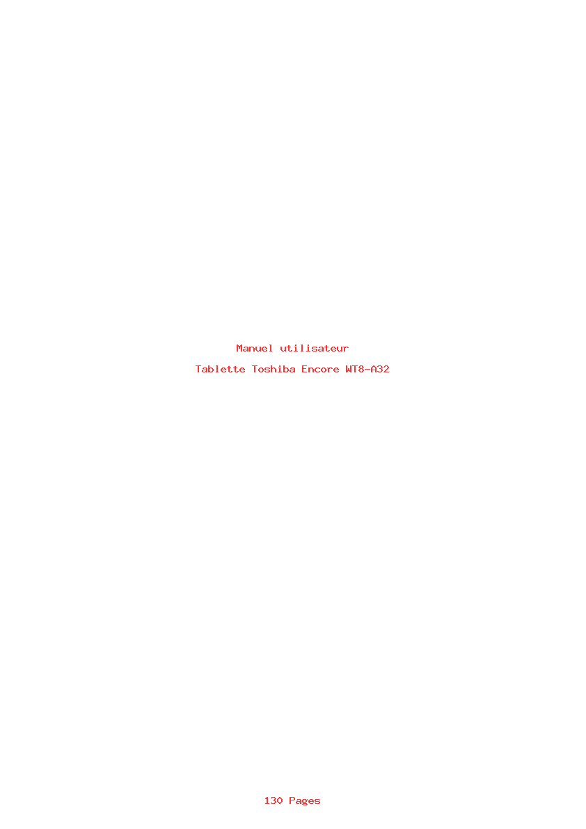 Page 1 de la notice Manuel utilisateur Toshiba Encore WT8-A32