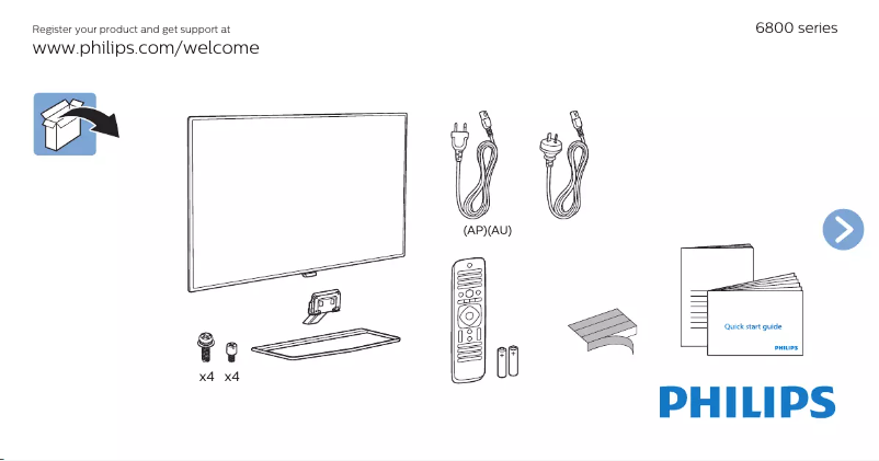 Page n°1 - Guide de démarrage rapide Philips 55PUT6800