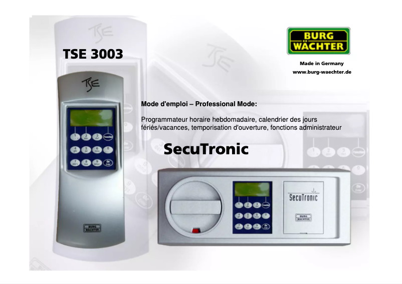 Página 1 del manual Manual de usuario Burg Wächter TSE 3003 Secutronic