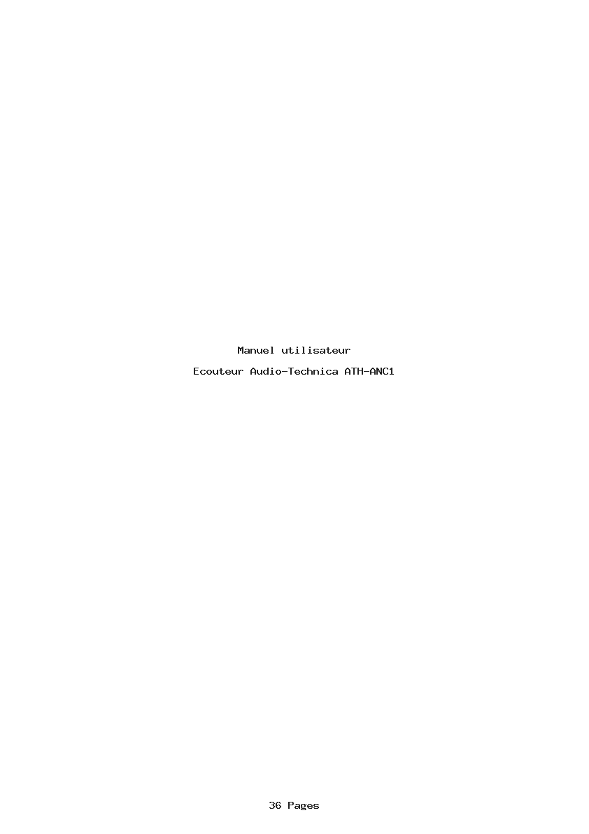 Page 1 de la notice Manuel utilisateur Audio-Technica ATH-ANC1
