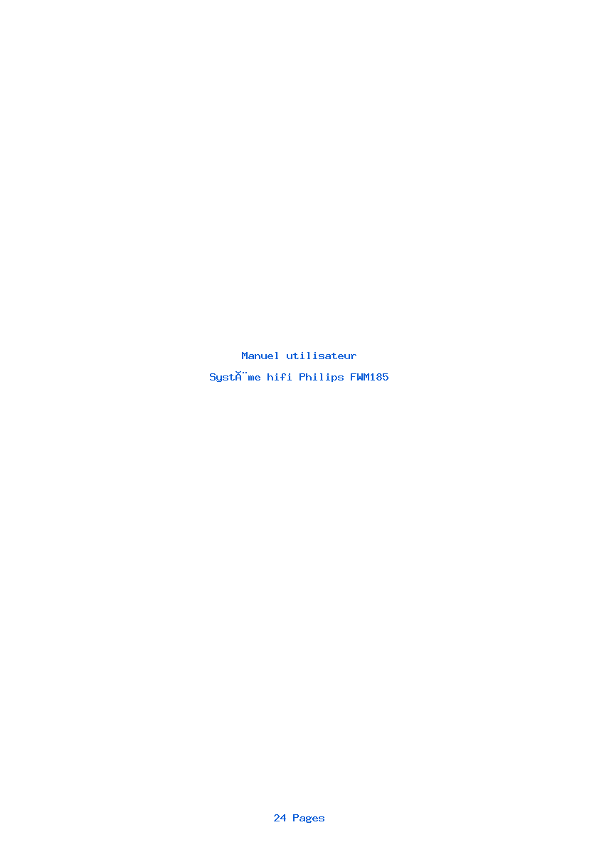 Page 1 de la notice Manuel utilisateur Philips FWM185