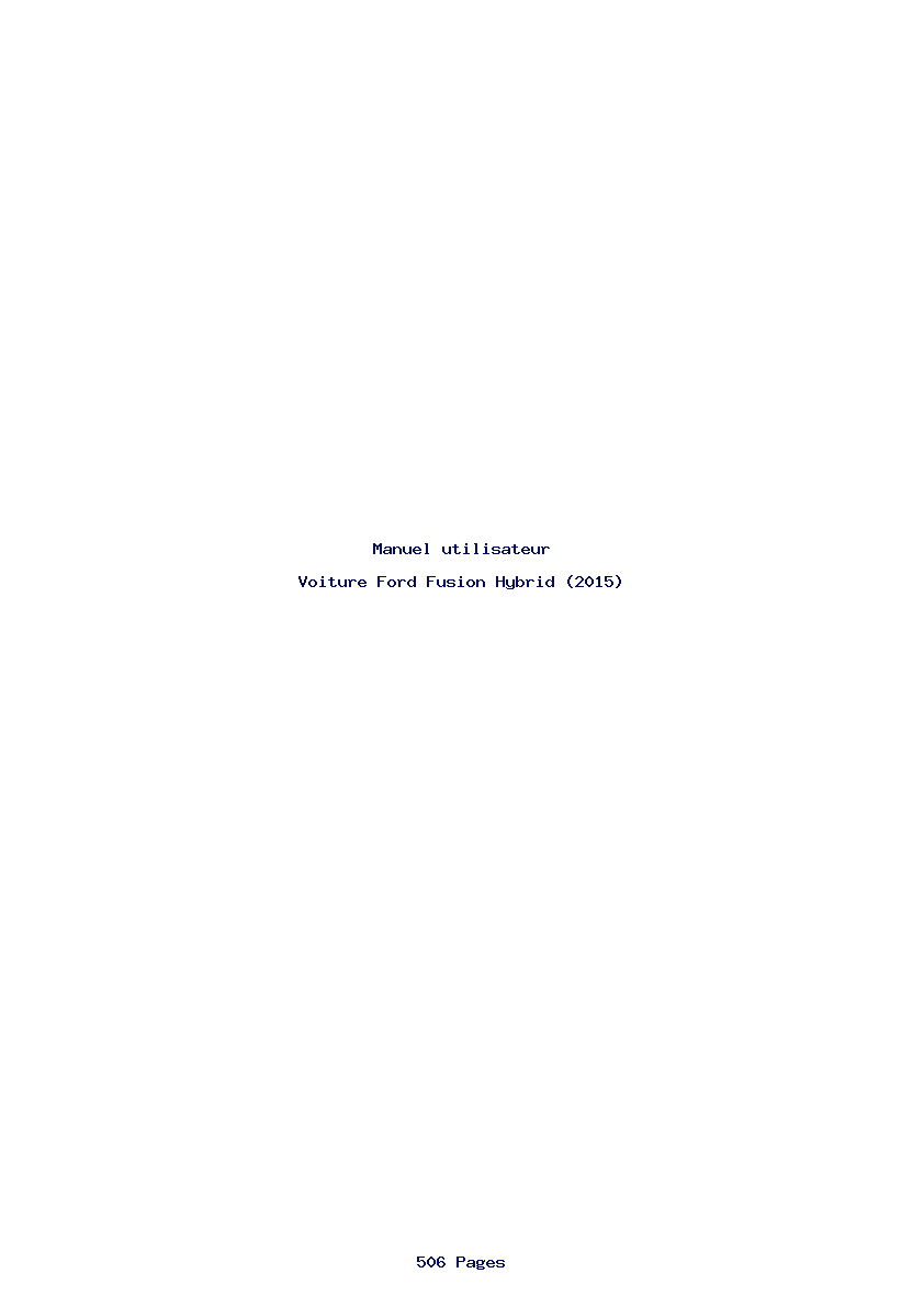 Page 1 de la notice Manuel utilisateur Ford Fusion Hybrid (2015)