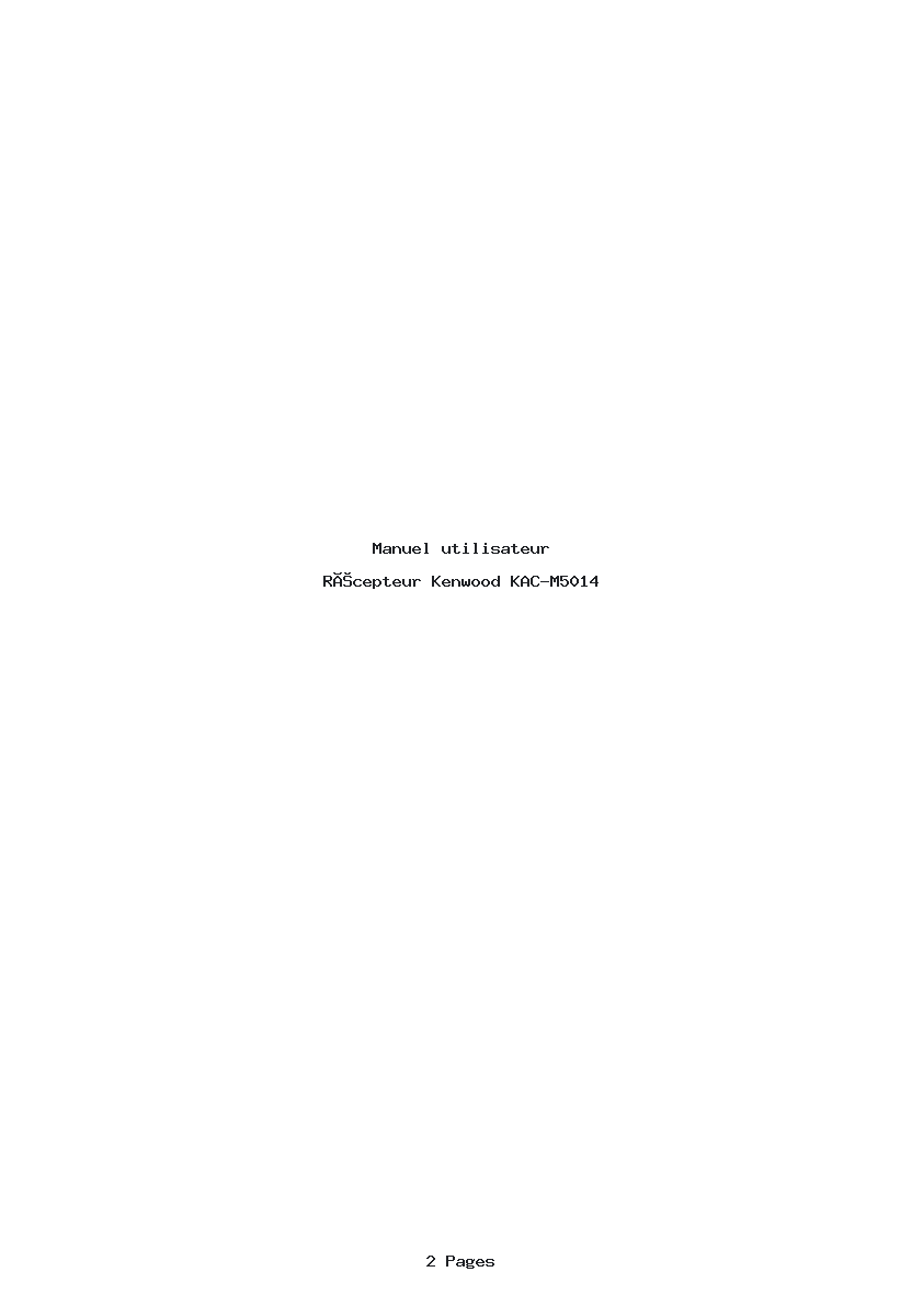 Page 1 de la notice Manuel utilisateur Kenwood KAC-M5014