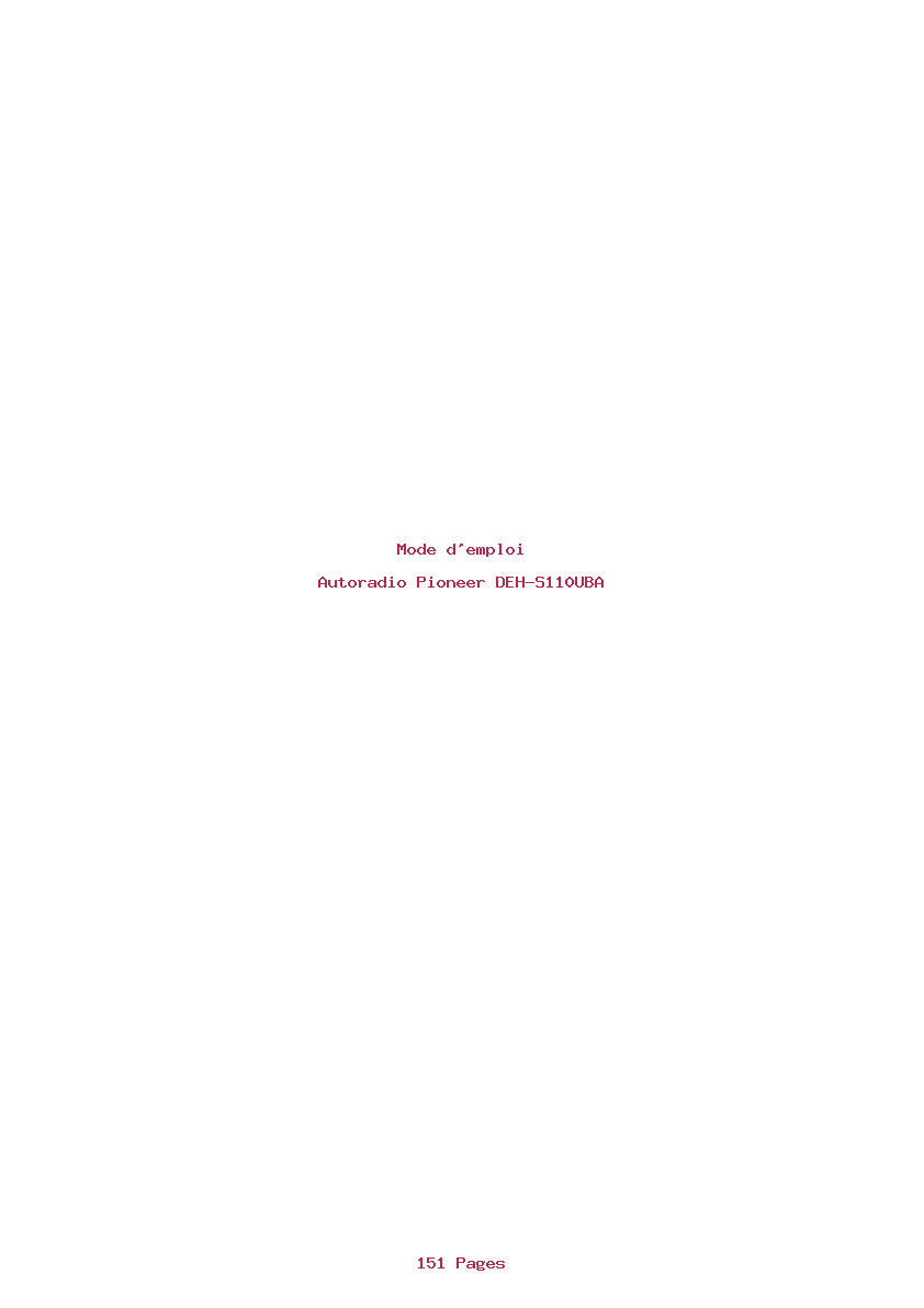 Image de la première page du manuel de l'appareil DEH-S110UBA