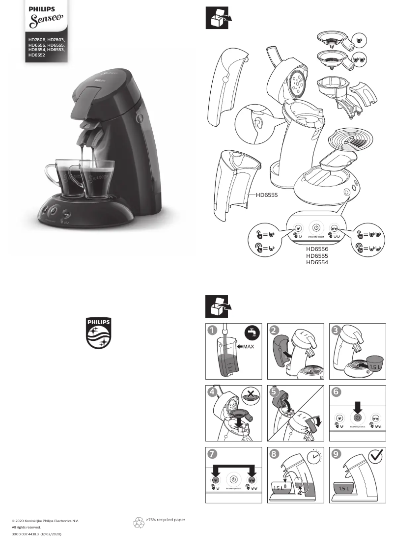 Page 1 de la notice Manuel utilisateur Philips Senseo Original HD7803