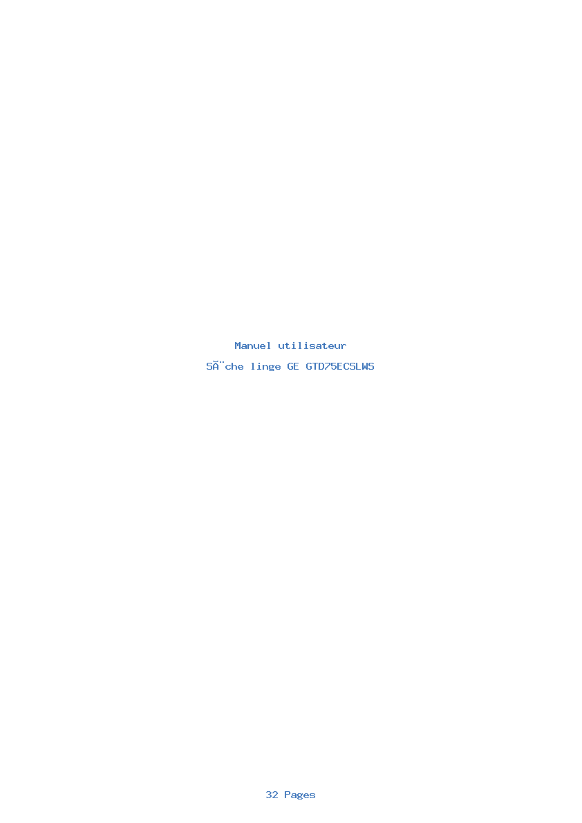 Page 1 de la notice Manuel utilisateur GE GTD75ECSLWS