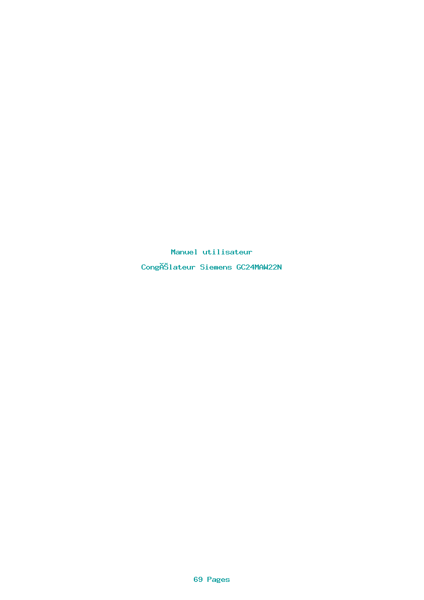 Page 1 de la notice Manuel utilisateur Siemens GC24MAW22N