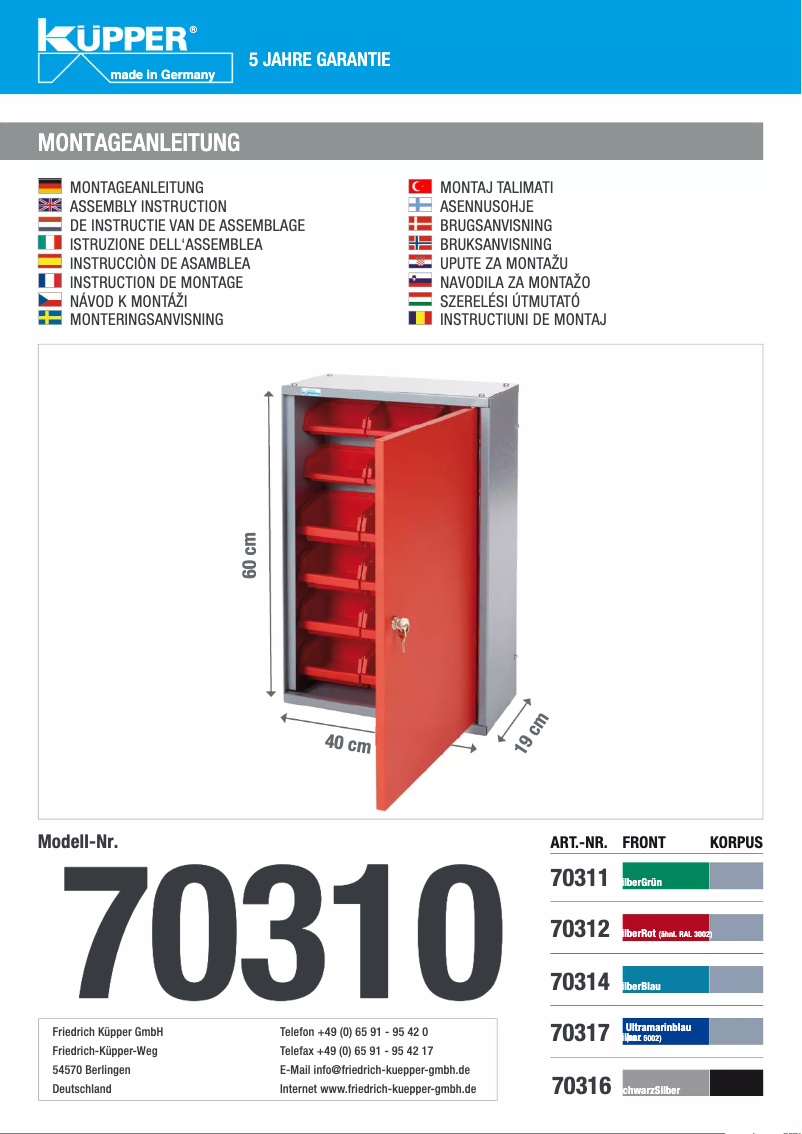 Page 1 de la notice Manuel utilisateur Küpper 70312