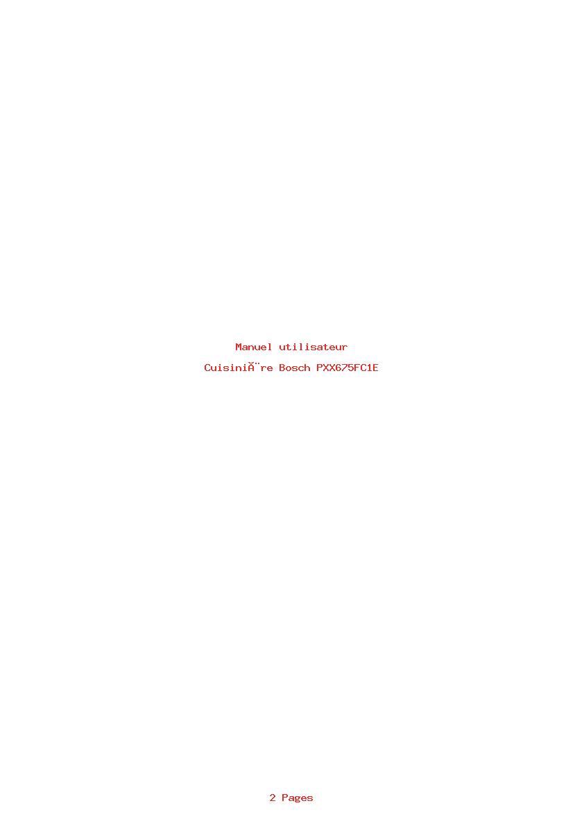 Page 1 de la notice Manuel utilisateur Bosch PXX675FC1E