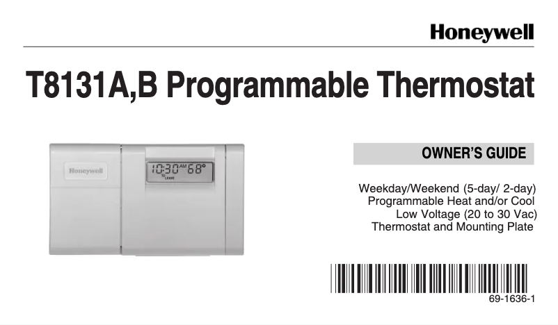 Page 1 de la notice Manuel utilisateur Honeywell T8131A