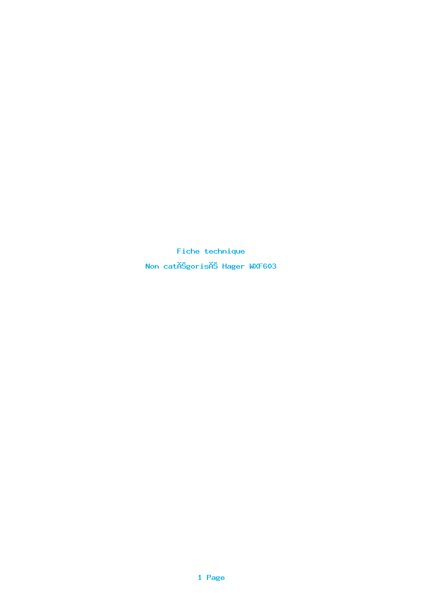 Image de la première page du manuel de l'appareil WXF603