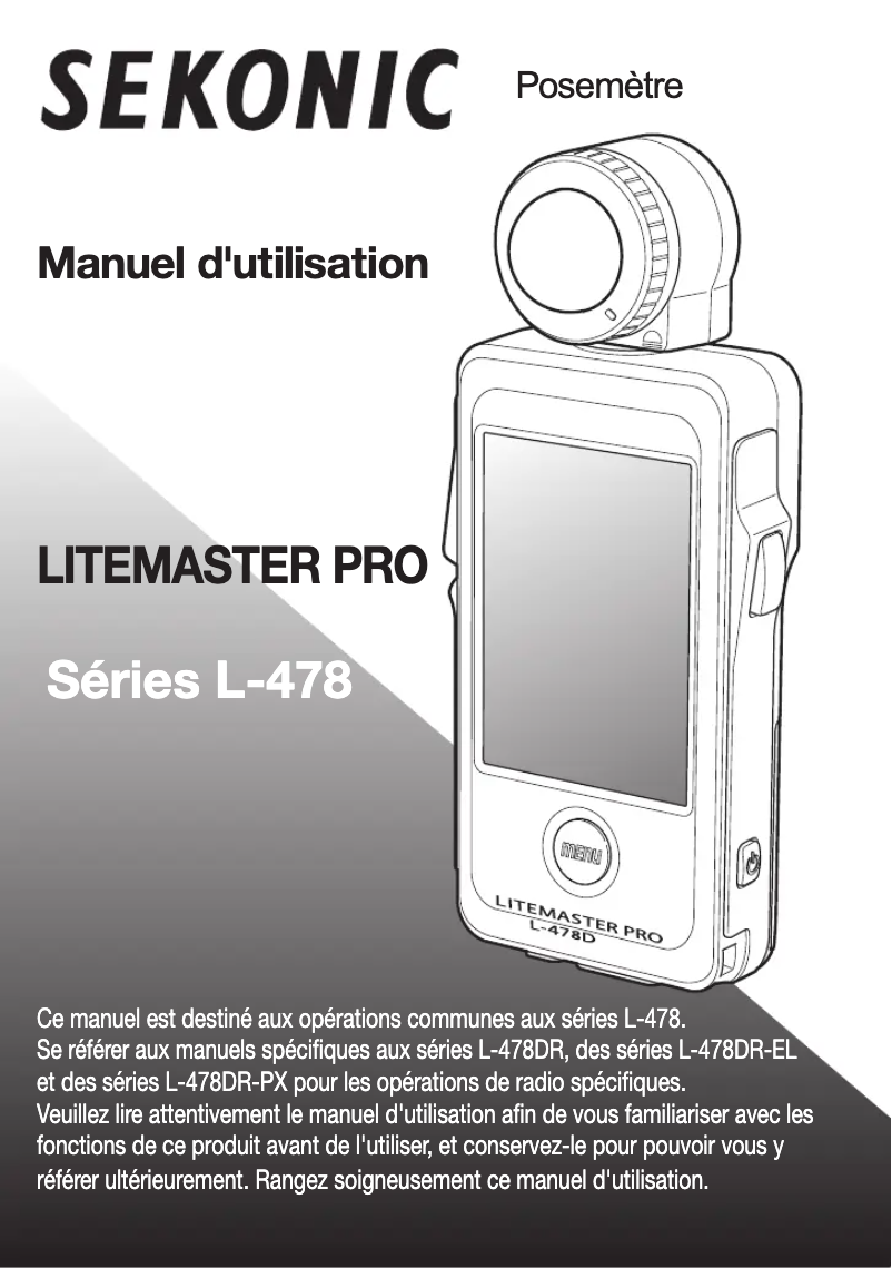 Page 1 de la notice Manuel utilisateur Sekonic LiteMaster Pro L-478D