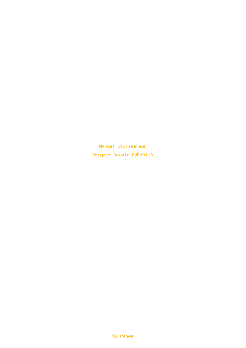 Page 1 de la notice Manuel utilisateur DeWalt DWE43113