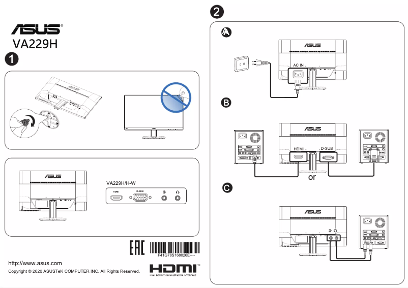 Página 1 del manual Guía de inicio rápido Asus VA229H