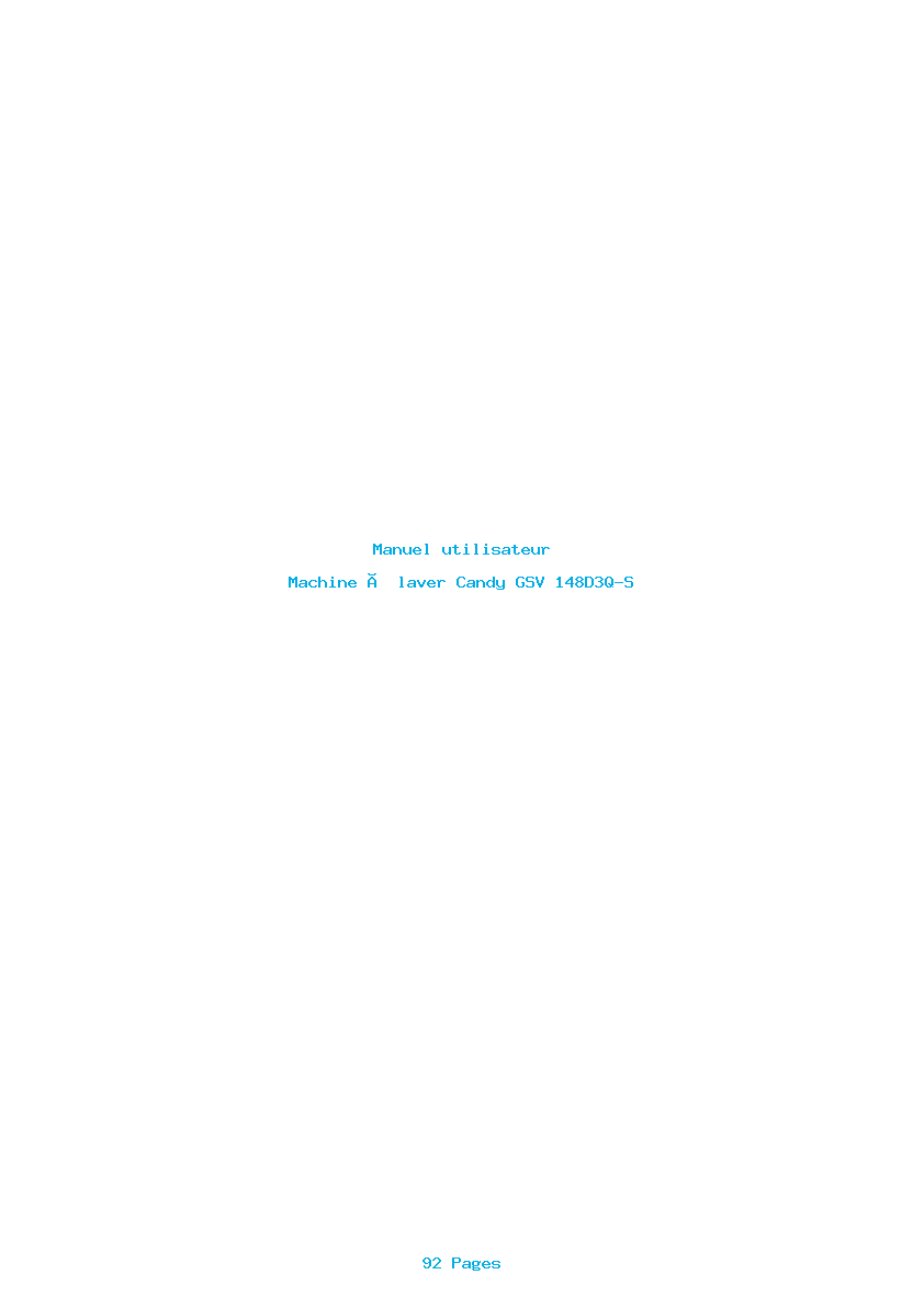 Page 1 de la notice Manuel utilisateur Candy GSV 148D3Q-S
