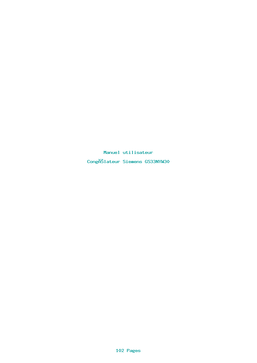 Page 1 de la notice Manuel utilisateur Siemens GS33NYW30