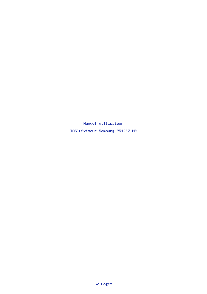 Page 1 de la notice Manuel utilisateur Samsung PS42E71HR