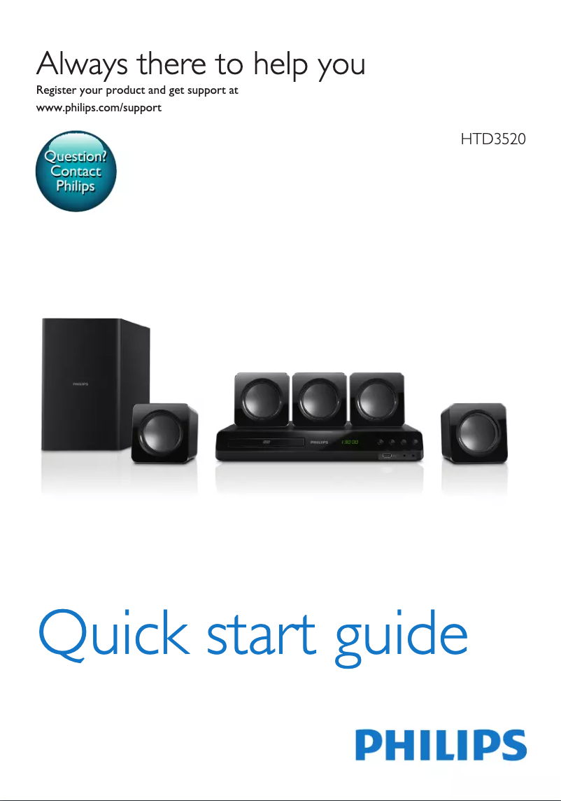 Page 1 de la notice Guide de démarrage rapide Philips HTD3520