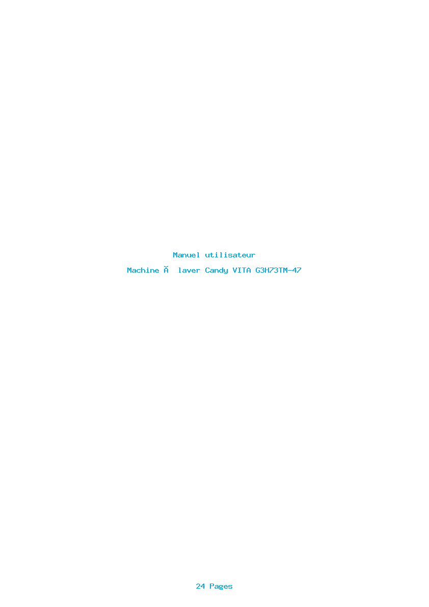 Page 1 de la notice Manuel utilisateur Candy VITA G3H73TM-47