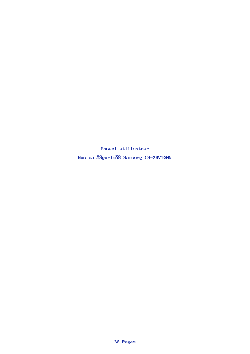 Page 1 de la notice Manuel utilisateur Samsung CS-29V10MN