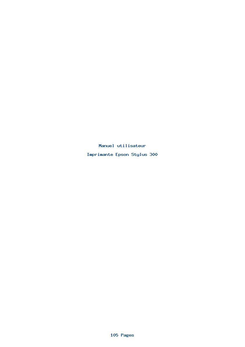 Page 1 de la notice Manuel utilisateur Epson Stylus 300