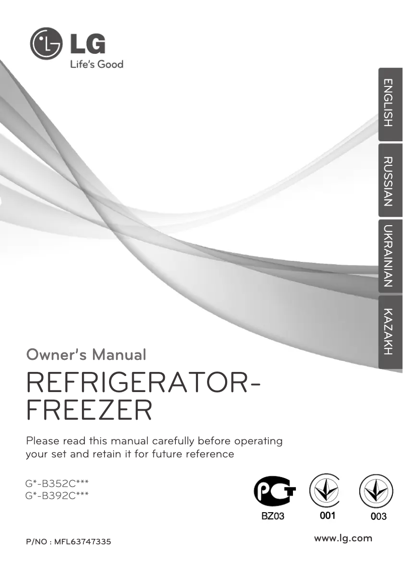 Page 1 de la notice Manuel utilisateur LG GN-B352CPCA